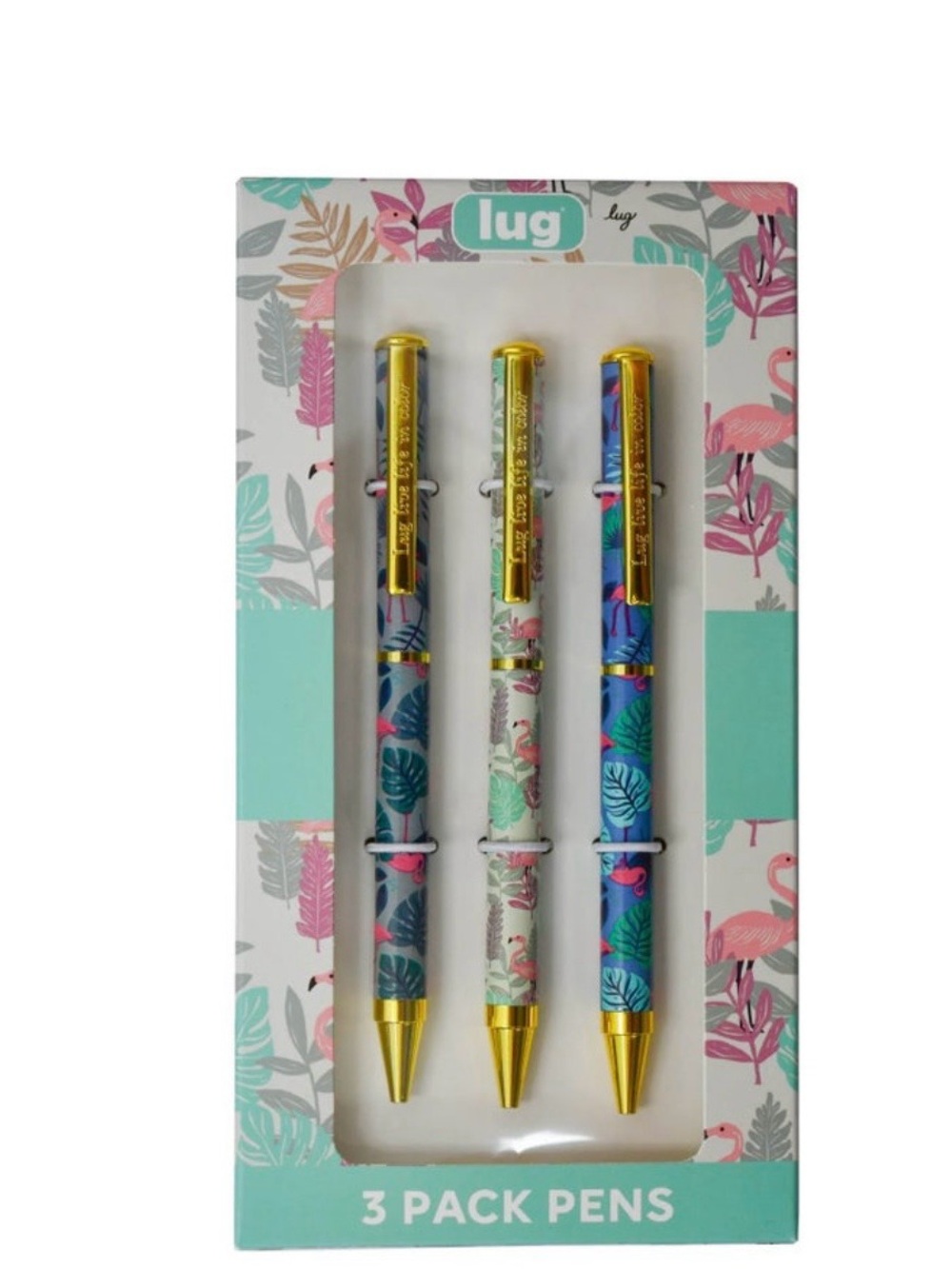 lug Floral 3-Pack Ballpoint Pens — Flamingo. New In Box